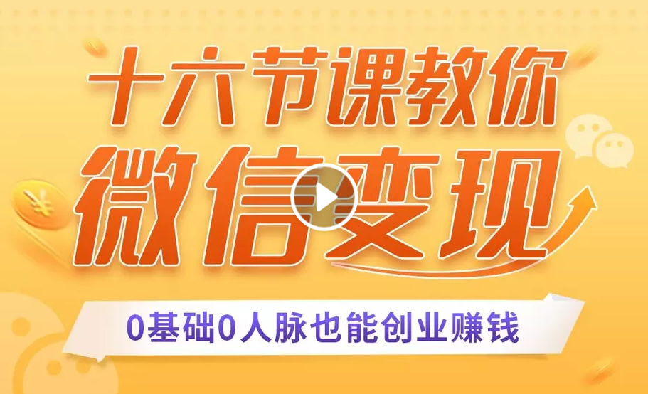 十六节课教你零基础微信变现，用单品打爆市场，每月收入超过10万+-乌龙学社