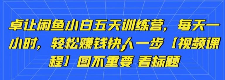 卓让闲鱼小白五天训练营，每天一小时，轻松赚钱快人一步-乌龙学社