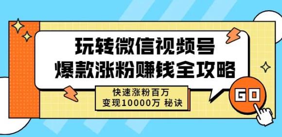 玩转微信视频号爆款涨粉赚钱全攻略，快速涨粉百万变现万元秘诀-乌龙学社