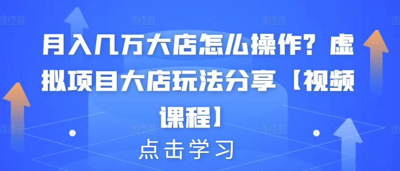 月入几万大店怎么操作？虚拟项目大店玩法分享【视频课程】-乌龙学社