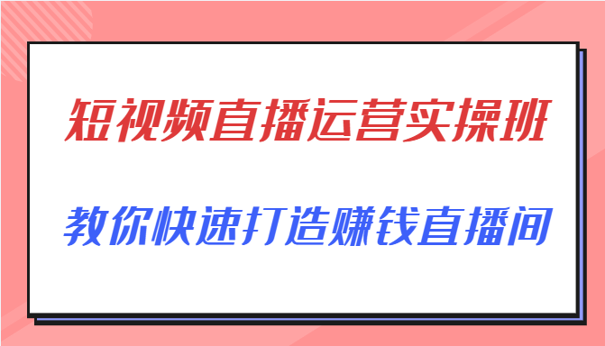短视频直播运营实操班，直播带货精细化运营实操，教你快速打造赚钱直播间-乌龙学社