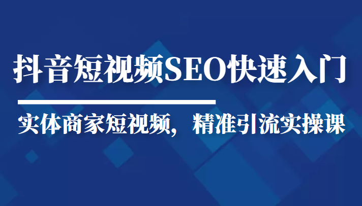 抖音短视频Seo搜索排名优化新手快速入门教程，实体商家短视频，精准引流实操课-乌龙学社