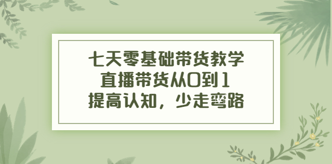 七天零基础带货教学，直播带货从0到1，提高认知，少走弯路-乌龙学社