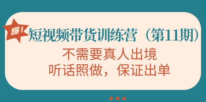 视频带货训练营，不需要真人出境，听话照做，保证出单（第11期）-乌龙学社