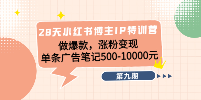 28天小红书博主IP特训营《第9期》做爆款，涨粉变现 单条广告笔记500-10000-乌龙学社