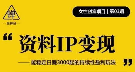 资料IP变现，能稳定日赚3000起的持续性盈利玩法-乌龙学社