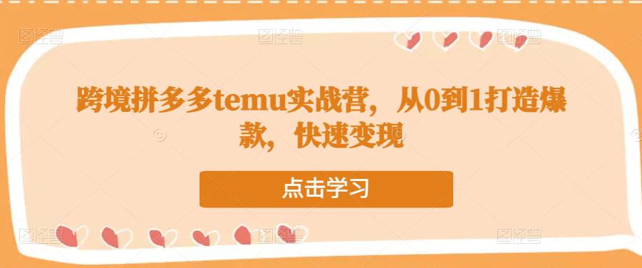 跨境拼多多temu实战营，从0到1打造爆款，快速变现-乌龙学社