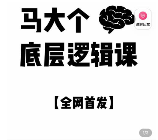 马大个·底层逻辑课，51节底层逻辑智慧课-价值1980元-乌龙学社