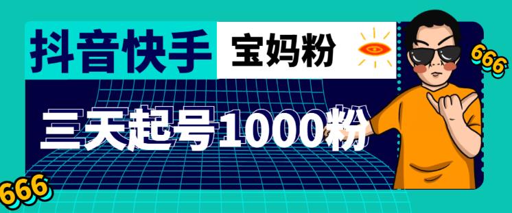 抖音快手三天起号涨粉1000宝妈粉丝的核心方法【详细玩法教程】-乌龙学社