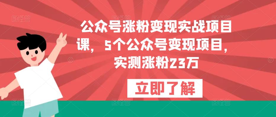 公众号涨粉变现实战项目课，5个公众号变现项目，实测涨粉23万-乌龙学社