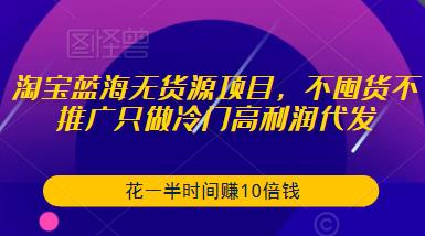 淘宝蓝海无货源项目，不囤货不推广只做冷门高利润代发，花一半时间赚10倍钱-乌龙学社