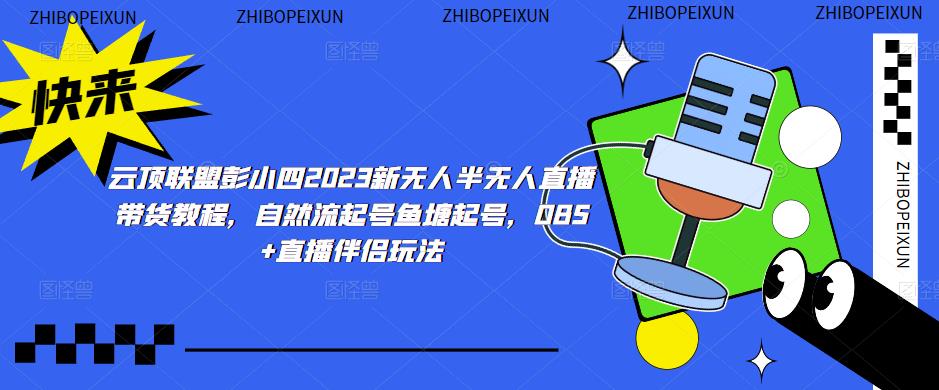 云顶联盟彭小四2023新无人半无人直播带货教程，自然流起号鱼塘起号，OBS+直播伴侣玩法-乌龙学社
