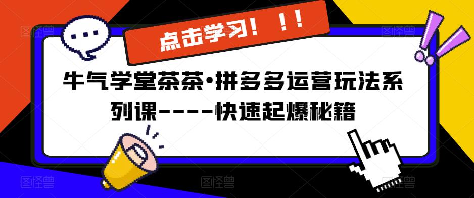 牛气学堂茶茶•拼多多运营玩法系列课—-快速起爆秘籍【更新】-乌龙学社