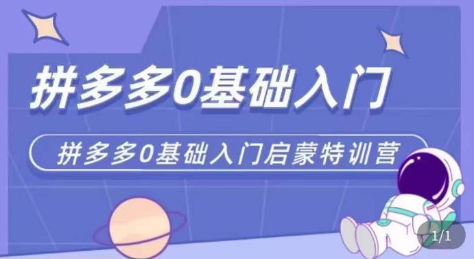 拼多多运营0-1实操特训营，拼多多0基础入门，从基础到进阶的可实操玩法-乌龙学社