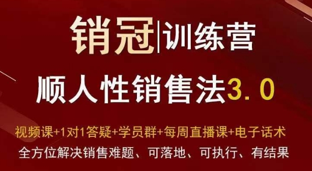爆款！销冠训练营3.0之顺人性销售法，全方位解决销售难题、可落地、可执行、有结果-乌龙学社