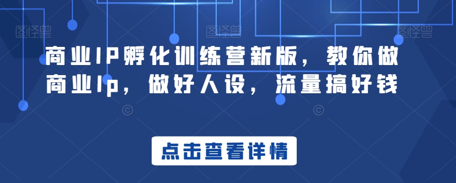 商业IP孵化训练营新版，教你做商业Ip，做好人设，流量搞好钱-乌龙学社