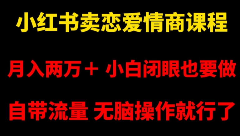 小红书卖恋爱情商课程，月入两万＋，小白闭眼也要做，自带流量，无脑操作就行了【揭秘】-乌龙学社