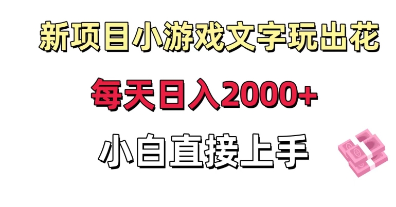 新项目小游戏文字玩出花日入2000+，每天只需一小时，小白直接上手【揭秘】-乌龙学社