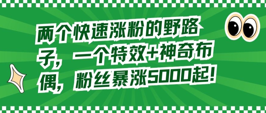 两个快速涨粉的野路子，一个特效+神奇布偶，粉丝暴涨5000起【揭秘】-乌龙学社