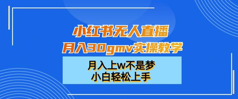 小红书无人直播月入30gmv实操教学，月入上w不是梦，小白轻松上手【揭秘】-乌龙学社