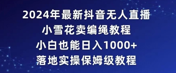 2024年抖音最新无人直播小雪花卖编绳项目，小白也能日入1000+落地实操保姆级教程【揭秘】-乌龙学社