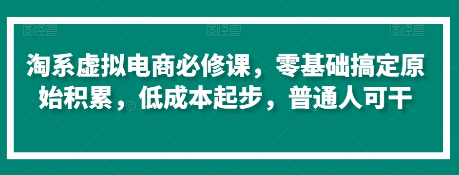 淘系虚拟电商必修课，零基础搞定原始积累，低成本起步，普通人可干-乌龙学社