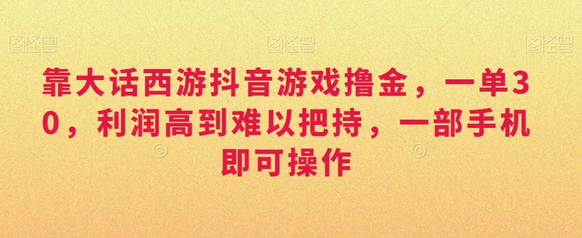 靠大话西游抖音游戏撸金，一单30，利润高到难以把持，一部手机即可操作，日入3000+【揭秘】-乌龙学社