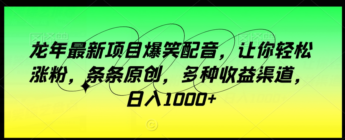 龙年最新项目爆笑配音，让你轻松涨粉，条条原创，多种收益渠道，日入1000+【揭秘】-乌龙学社