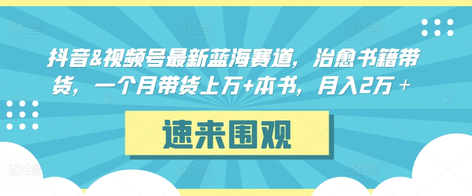 抖音&视频号最新蓝海赛道，治愈书籍带货，一个月带货上万+本书，月入2万＋【揭秘】-乌龙学社