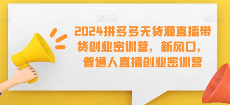 2024拼多多无货源直播带货创业密训营，新风口，普通人直播创业密训营-乌龙学社