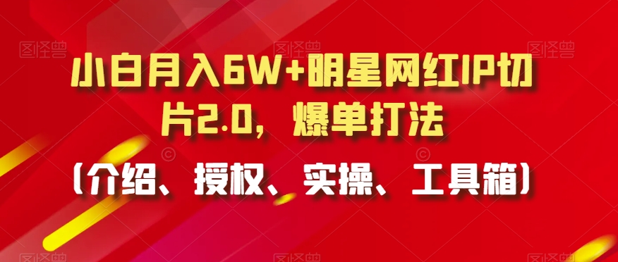 小白月入6W+明星网红IP切片2.0，爆单打法（介绍、授权、实操、工具箱）【揭秘】-乌龙学社