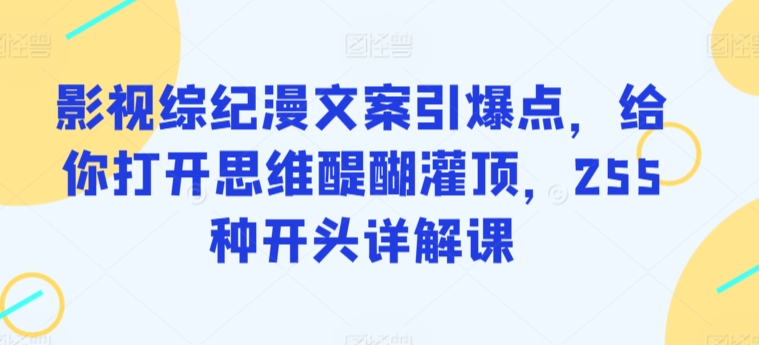影视综纪漫文案引爆点，给你打开思维醍醐灌顶，255种开头详解课-乌龙学社