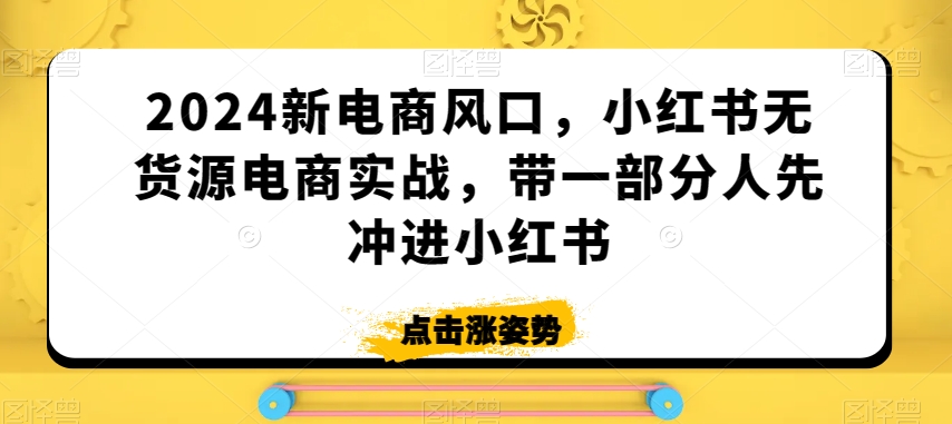 2024新电商风口，小红书无货源电商实战，带一部分人先冲进小红书-乌龙学社