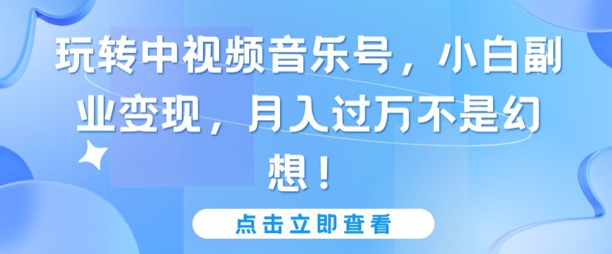 玩转中视频音乐号，小白副业变现，月入过万不是幻想【揭秘】-乌龙学社