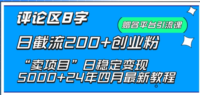 抖音评论区8字日截流200+创业粉 “卖项目”日稳定变现5000+【揭秘】-乌龙学社