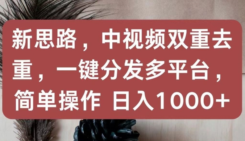 新思路，中视频双重去重，一键分发多平台，简单操作，日入1000+【揭秘】-乌龙学社