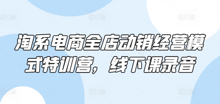 淘系电商全店动销经营模式特训营，线下课录音-乌龙学社