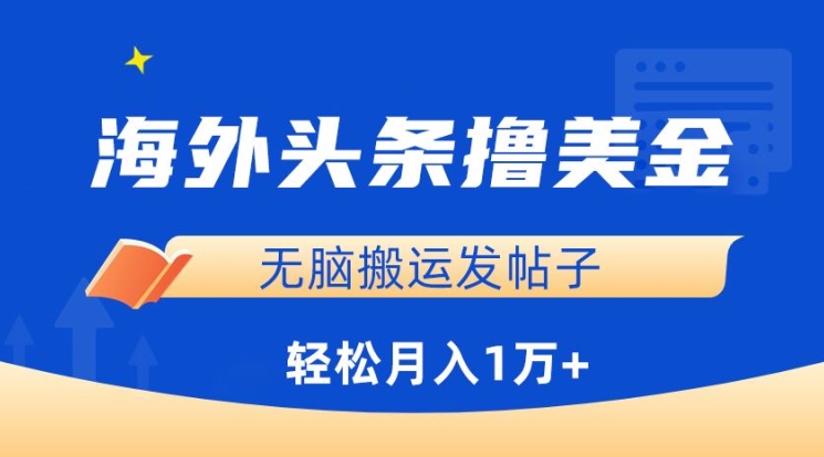 海外头条撸美金，无脑搬运发帖子，月入1万+，小白轻松掌握【揭秘】-乌龙学社