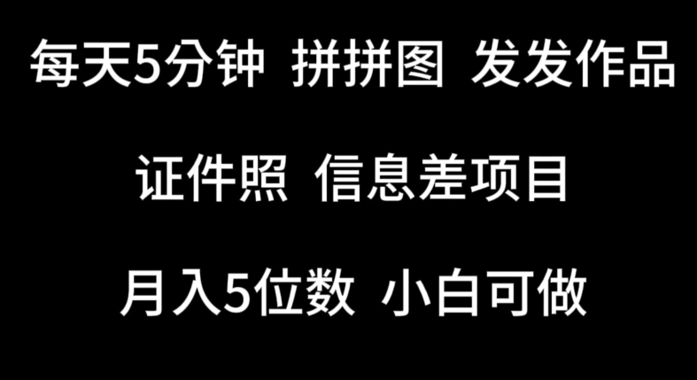 每天5分钟，拼拼图发发作品，证件照信息差项目，小白可做【揭秘】-乌龙学社