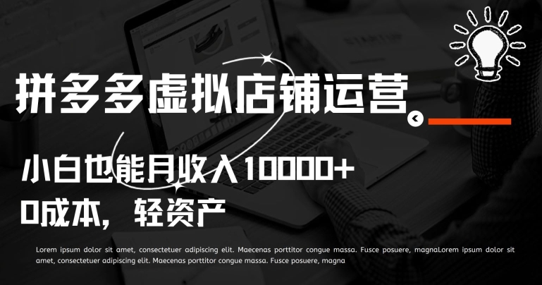 拼多多虚拟店铺运营小白也能月收入10000+【揭秘】-乌龙学社