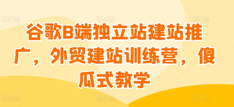 谷歌B端独立站建站推广，外贸建站训练营，傻瓜式教学-乌龙学社