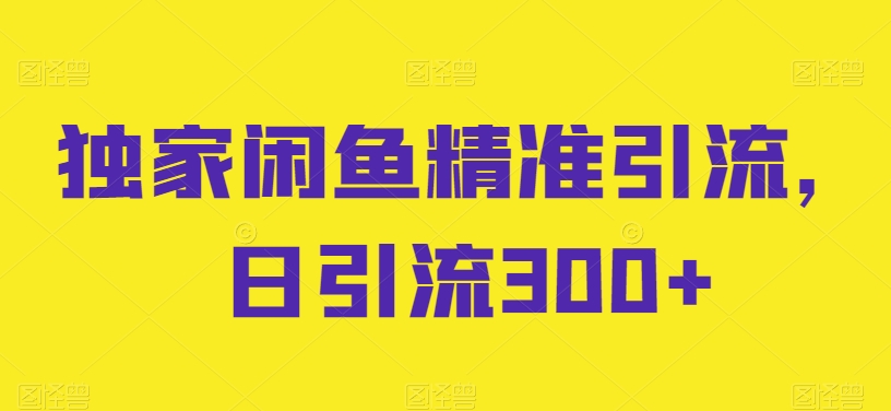 独家闲鱼精准引流，日引流300+【揭秘】-乌龙学社