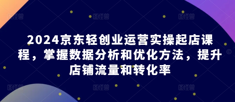 2024京东轻创业运营实操起店课程，掌握数据分析和优化方法，提升店铺流量和转化率-乌龙学社