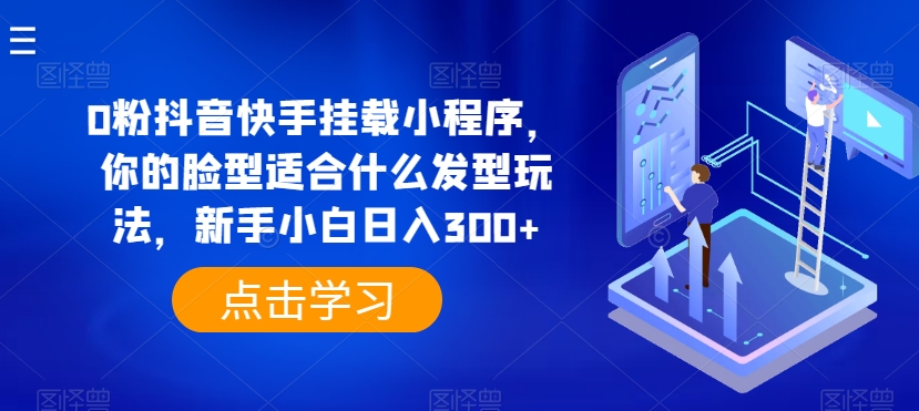 0粉抖音快手挂载小程序，你的脸型适合什么发型玩法，新手小白日入300+【揭秘】-乌龙学社