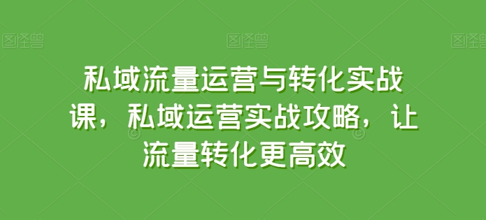 私域流量运营与转化实战课，私域运营实战攻略，让流量转化更高效-乌龙学社