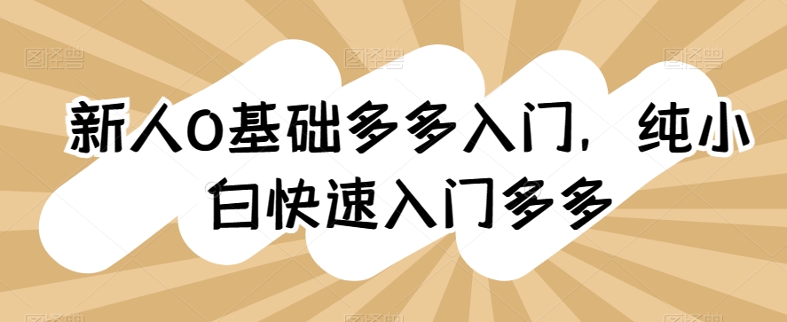 新人0基础多多入门，​纯小白快速入门多多-乌龙学社