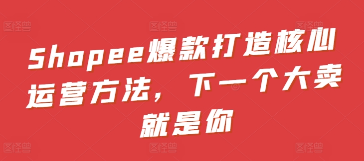 Shopee爆款打造核心运营方法，下一个大卖就是你-乌龙学社
