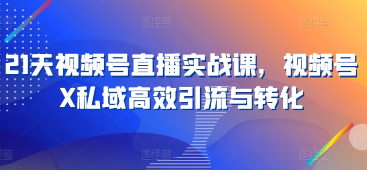 21天视频号直播实战课，视频号X私域高效引流与转化-乌龙学社
