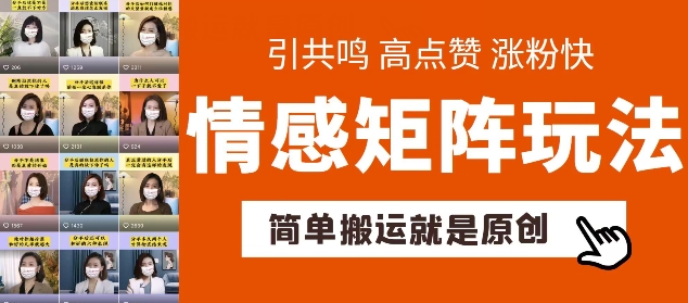 简单搬运，情感矩阵玩法，涨粉速度快，可带货，可起号【揭秘】-乌龙学社