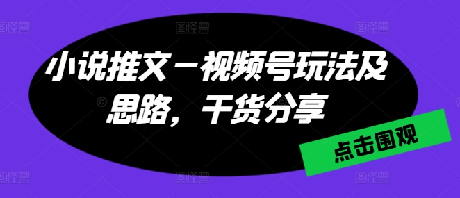 小说推文—视频号玩法及思路，干货分享-乌龙学社